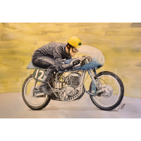 Joe Dunphy On The Greeves at Silverstone